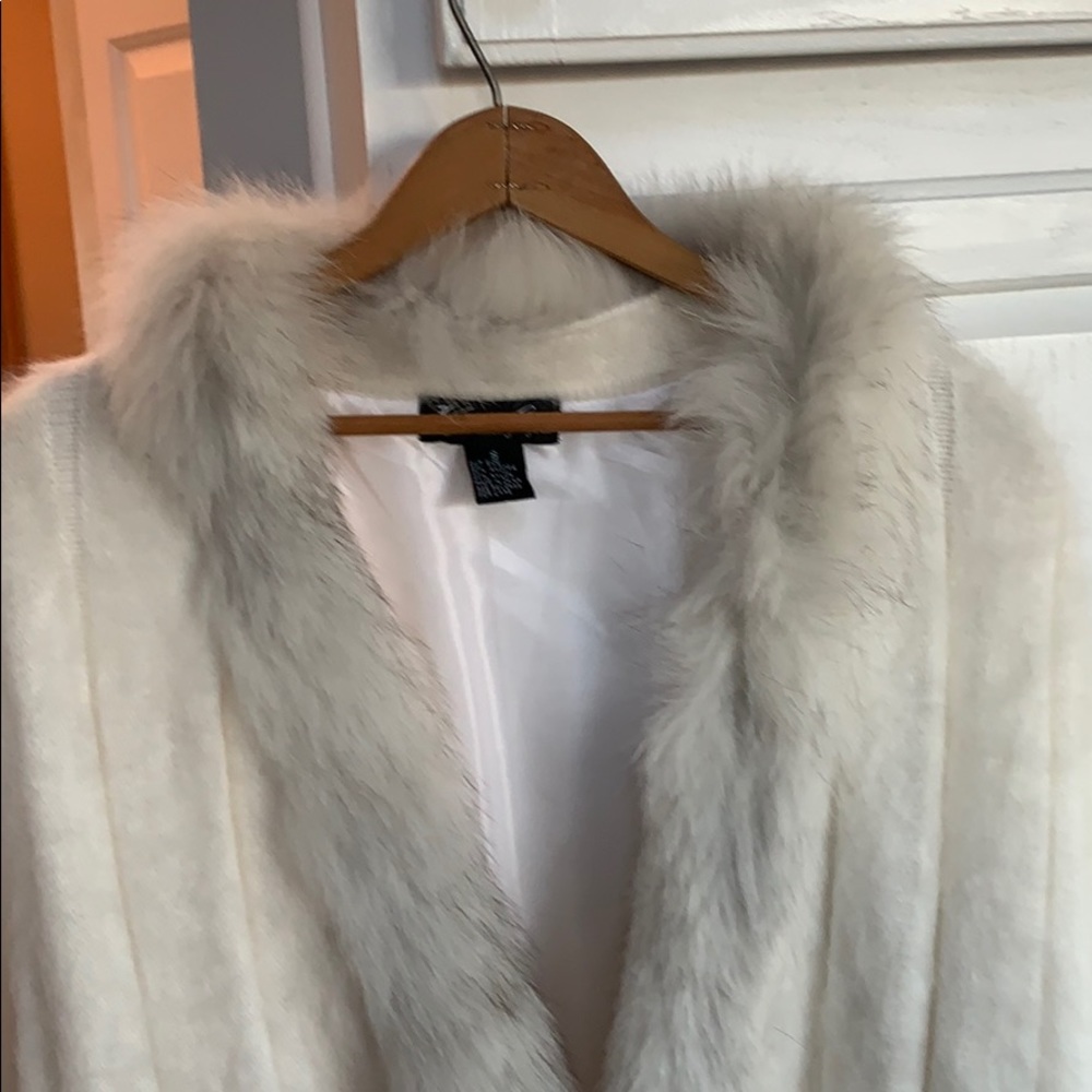 Angora and fox full length sweater coat